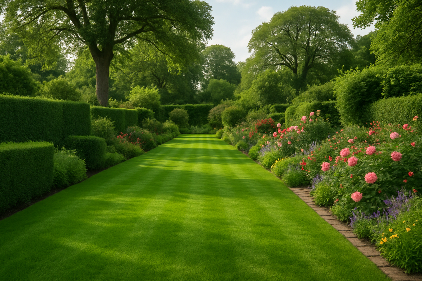 mooi groen gazon in een engels tuin